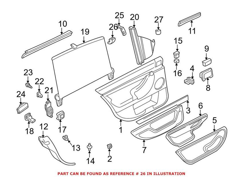 Window Sun Blind Hook - Rear (Door) (Black)